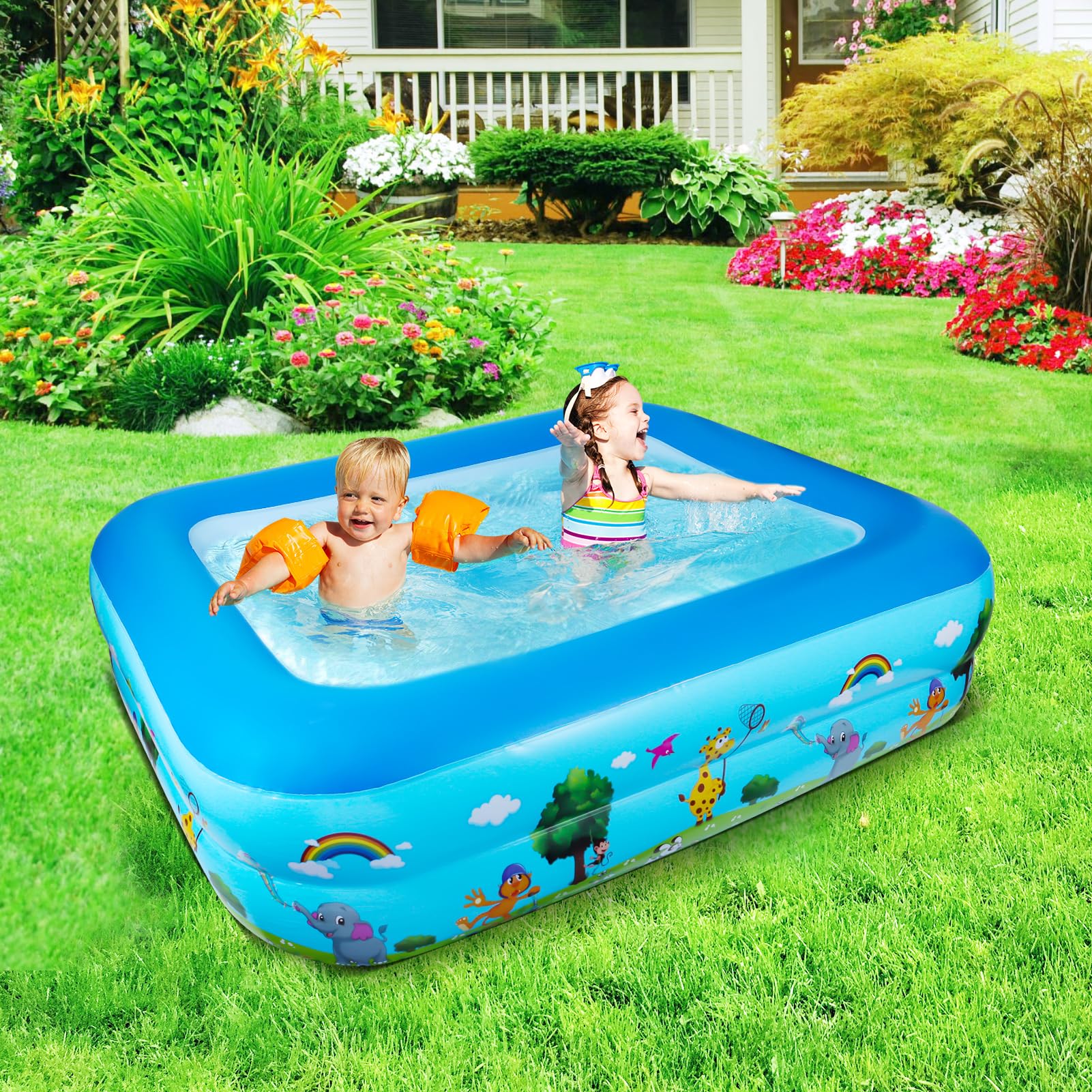 Aufblasbares Planschbecken 115 x 83 x 33 cm Kinderpool für Outdoor Garten