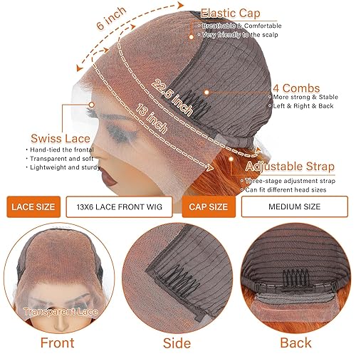 Miniatura 10 de Daules Pelucas de cabello humano 360 con encaje frontal de 34 pulgadas, pelucas de cabello humano ondulado completo con encaje frontal para mujeres