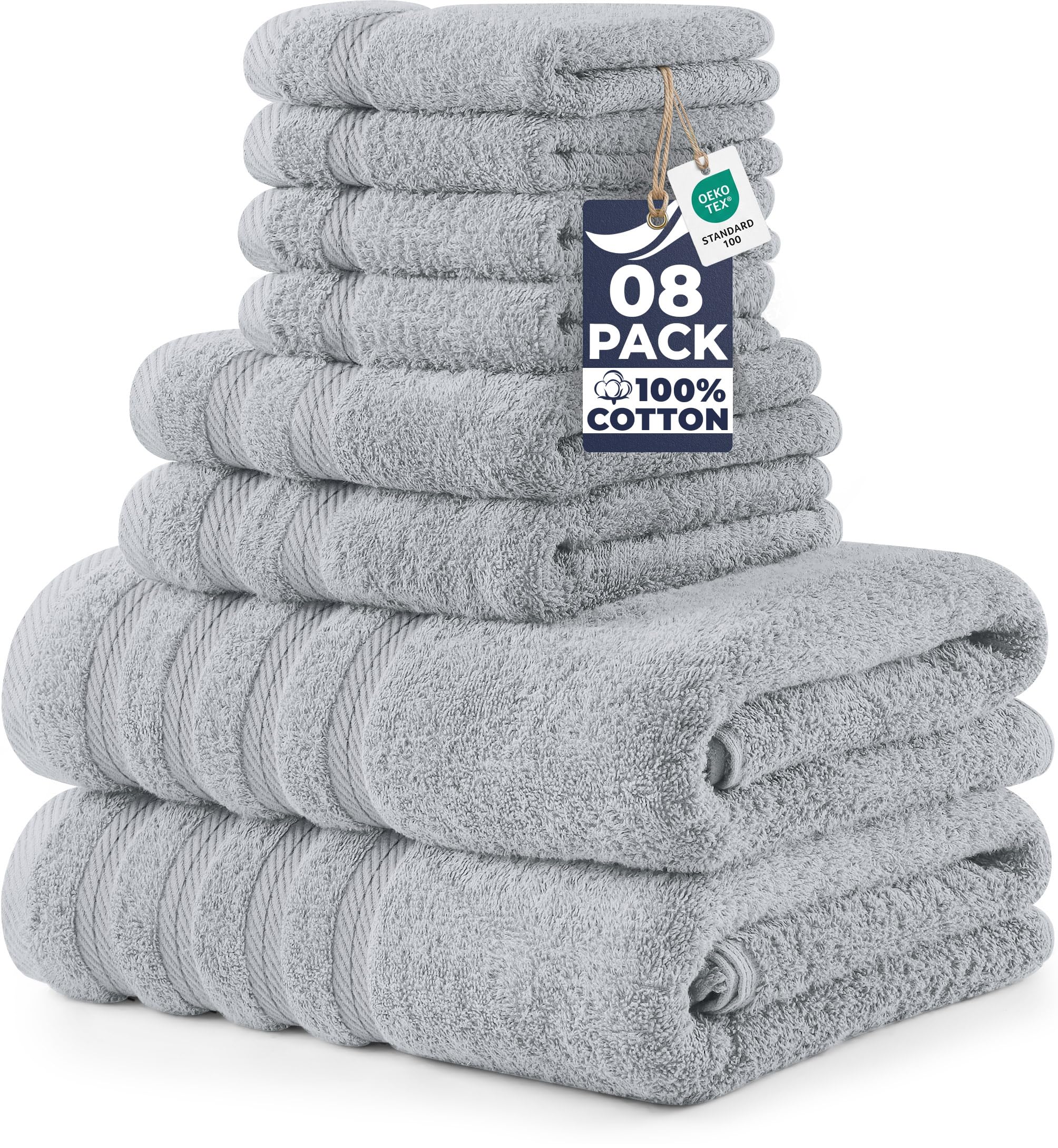 Utopia Towels Juego de toallas de 8 piezas, súper absorbentes y de secado rápido, 100 % algodón hilado en anillo, toallas gruesas para baño, spa y hotel, 2 baños, 2 manos, 4 toallas pequeñas, color