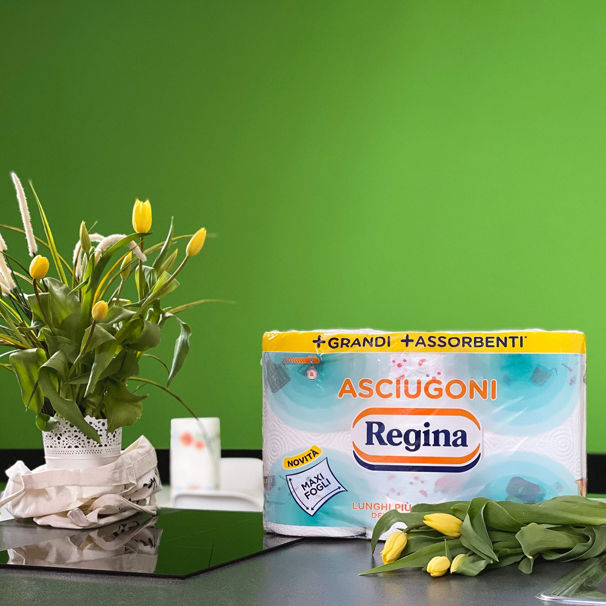 Regina Ręczniki – 24 rolki papieru kuchennego, 2-warstwowe, 100 arkuszy maxi na rolkę, opakowanie z 60% tworzywa sztucznego pochodzącego z recyklingu, papier 100% certyfikat FSC®