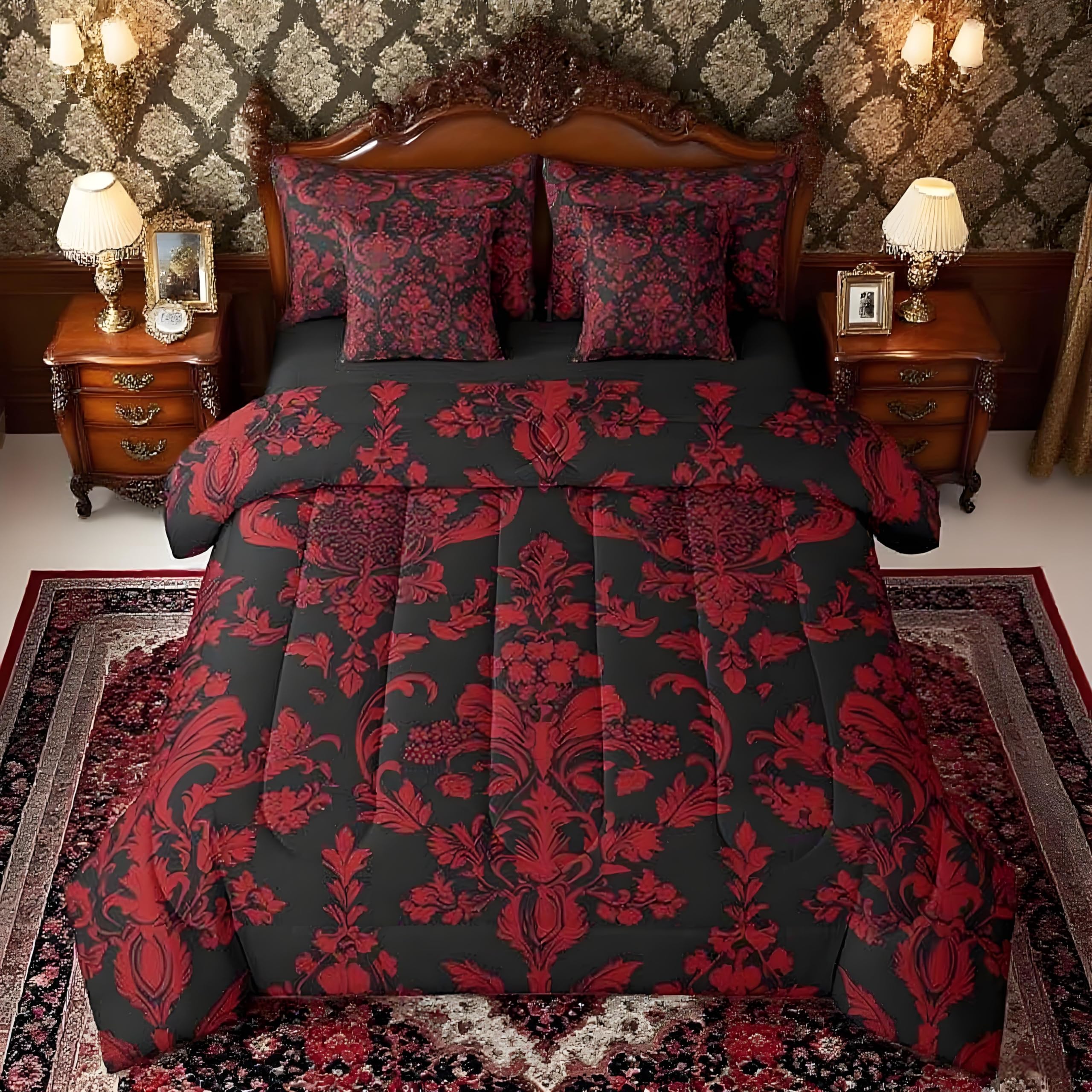 Edredón de damasco vintage para solucionar la falta de estilo en tu cama Queen