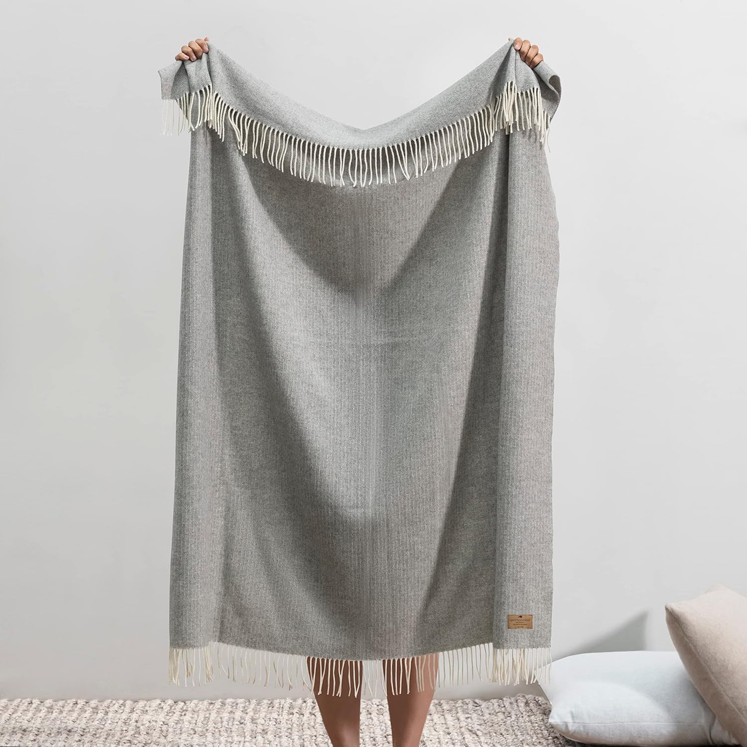 Lands Downunder Silver Pinstripe Cashmere Throw