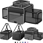 Top and 2 Sides Expandable Pet Carrier 17x11x9.5, TSA Airline Approved Small Dog Carriers for Small Dogs, Soft-Sided Cat Carrier with Self-Locking Zippers for Kitten,Rabbit, Puppy, Guinea Pig Black