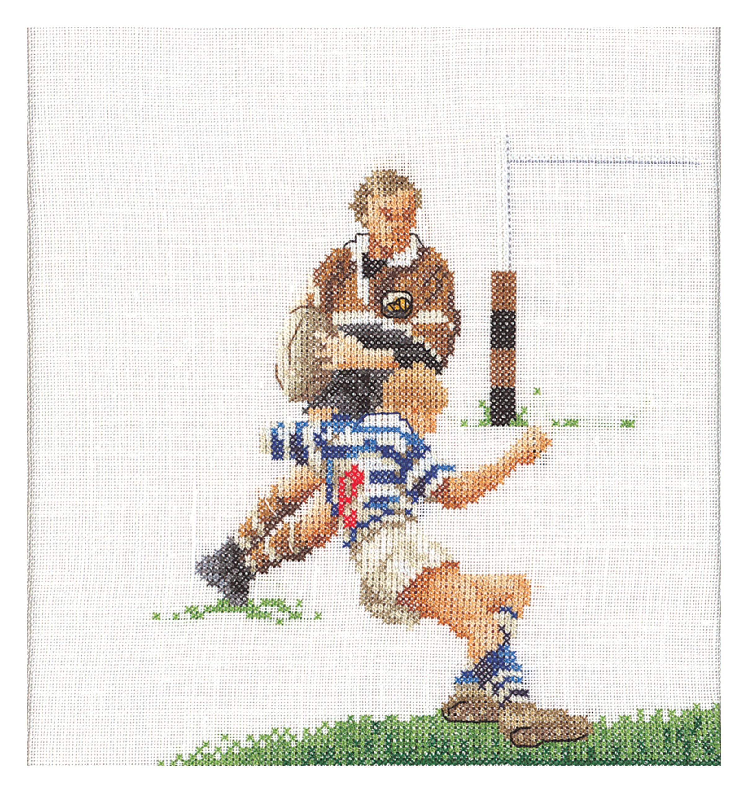 Thea Gouverneur Since 1959 Multi-Colour 3037A Rugby Player Aida Cross Stitch Kit
