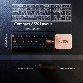 Keychron K6 HE 65% Wireless Mechanical Keyboard, 2.4GHz & Bluetooth, Gateron Double-Rail Magnetic Switch, Double-Shot PBT Keycaps, Aluminum & Wooden Frame, Compatible with Windows/Mac Black