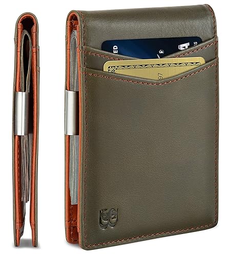 SERMAN BRANDS Money Clip Wallet - Mens Wallets slim Front Pocket RFID Blocking Card Holder Minimalist Mini Bifold