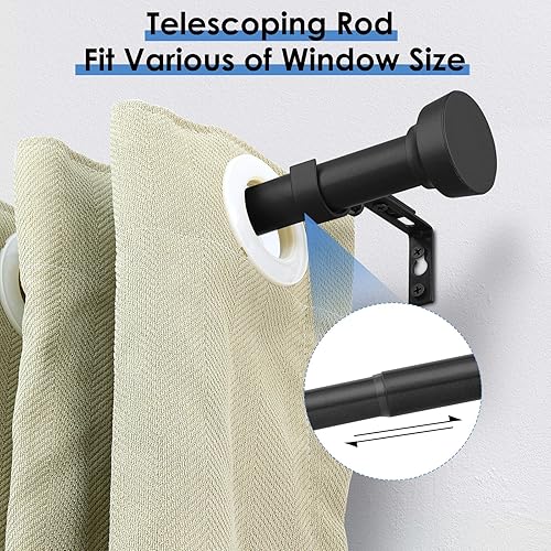Miniatura 5 de YAJUXIU Barra de cortina rústica, barras de cortina industriales para ventanas de 30 a 72 pulgadas, barra de cortina opaca envolvente, para