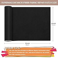 Vista 2 de ONine Kit de reparación de sofá de microfibra, parche de tela adhesiva de 55 x 12 pulgadas, multicolor, agua impermeable, adecuado para sofás, Negro