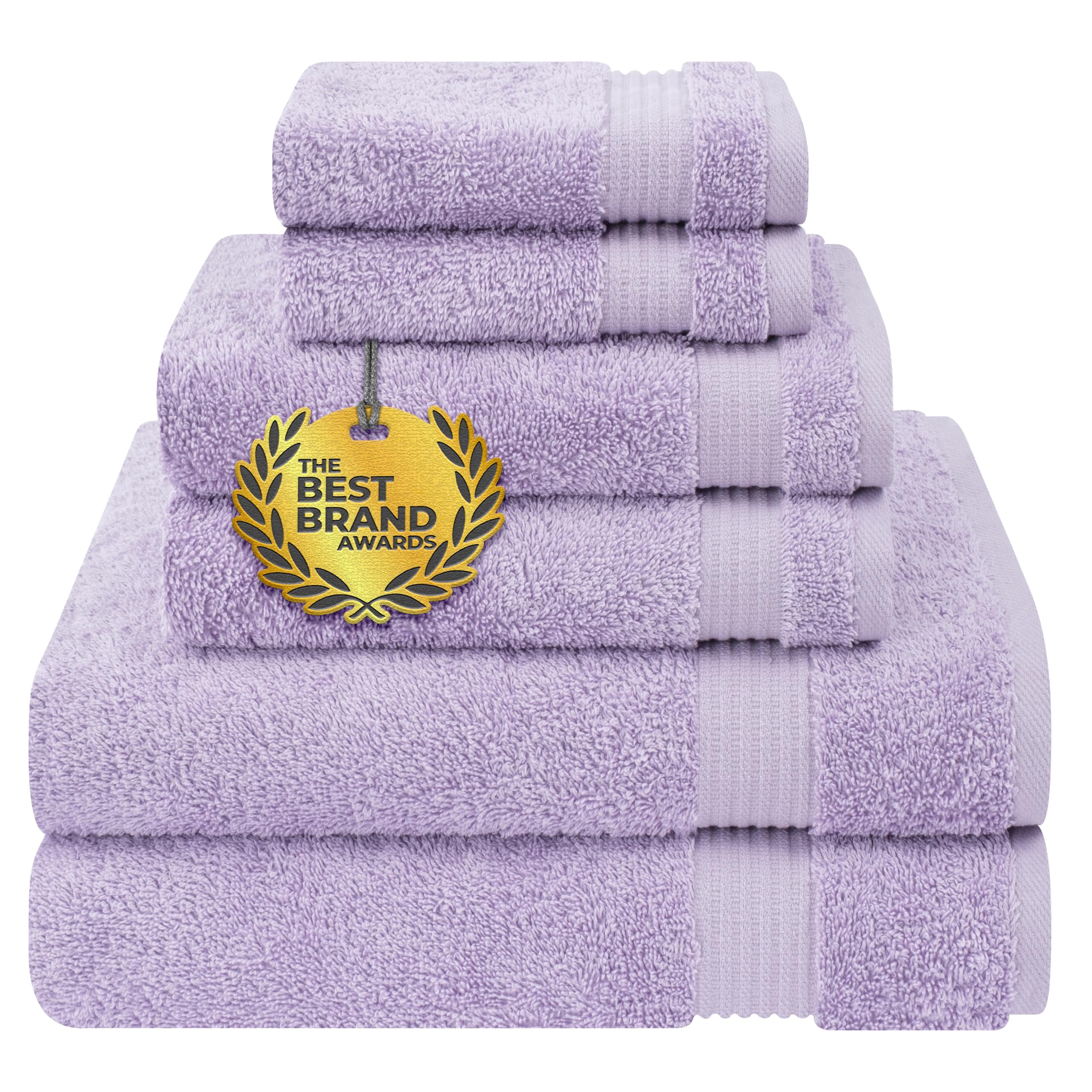 Cotton Paradise 6 Piece Towel Set, 100% Turkish Cotton Soft Absorbent Towels for Bathroom, 2 Bath Towels 2 Hand Towels 2 Washcloths, Lilac Towel Set — image 1
