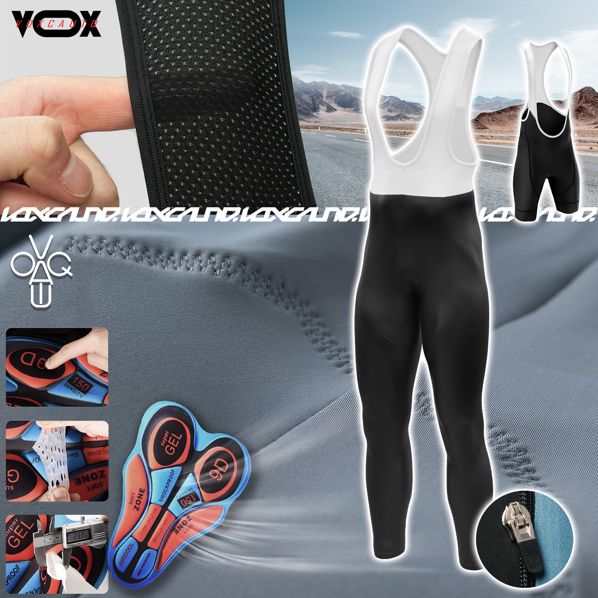 Vêtements Cyclisme Homme Hiver Tenue Cycliste en Polaire Thermique,Maillot Velo VTT Jersey Manche Longue,Ensemble Combinaisons de Cycling MTB Respirant+9D Coussin Gel