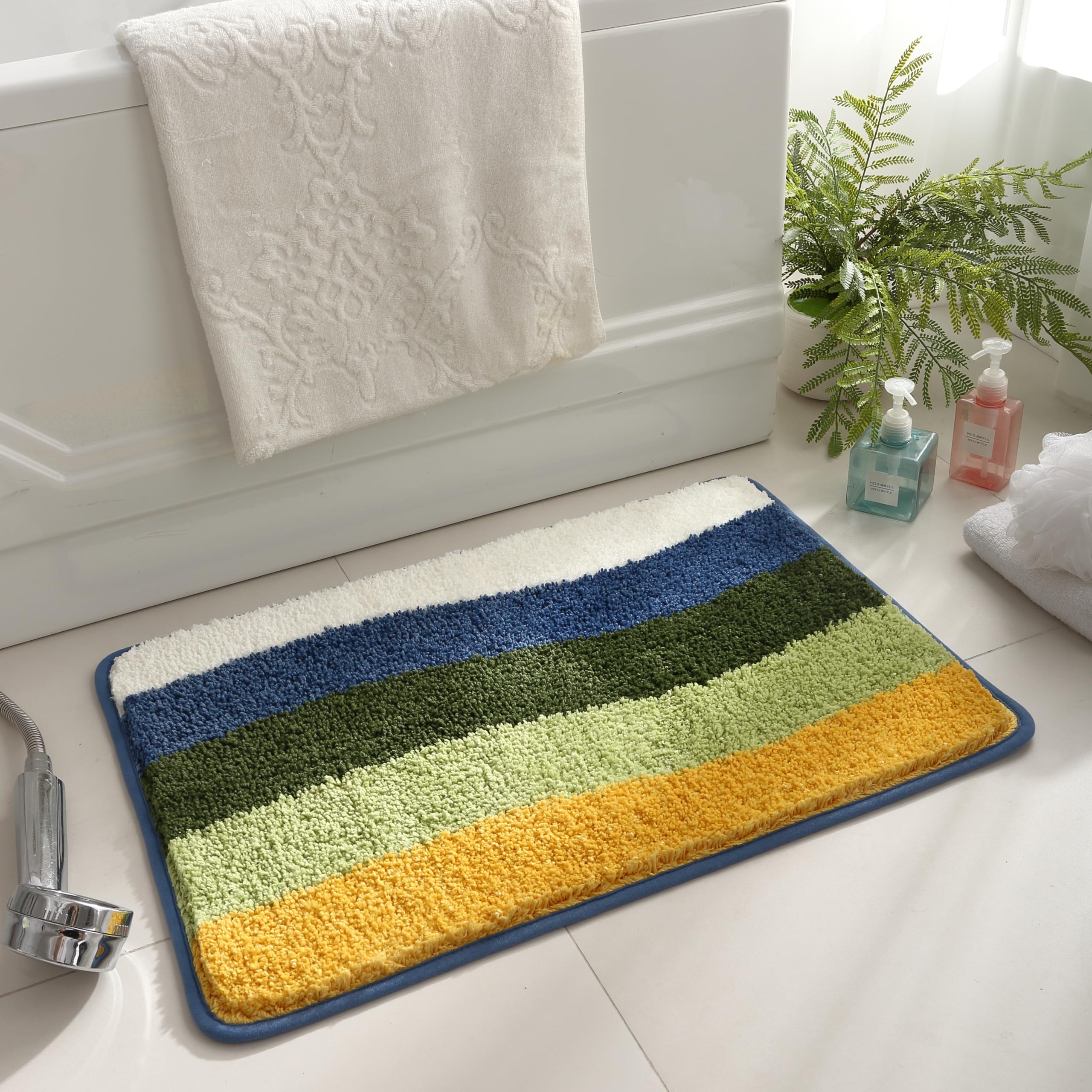 Ankah Bathroom Rug Black&White Checked Bath Mats, Non Slip Rubber Backing, Thick Soft Shaggy, Super Absorbent, Machine Washable, Bath Rugs Cute