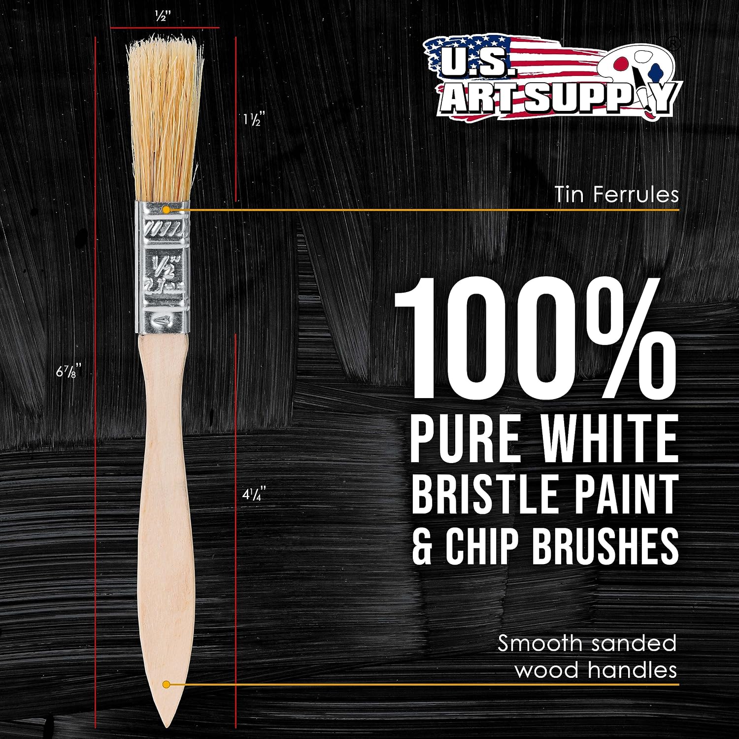 U.S. Art Supply 36 Pack of 1/2 inch Paint and Chip Paint Brushes for Paint, Stains, Varnishes, Glues, and Gesso