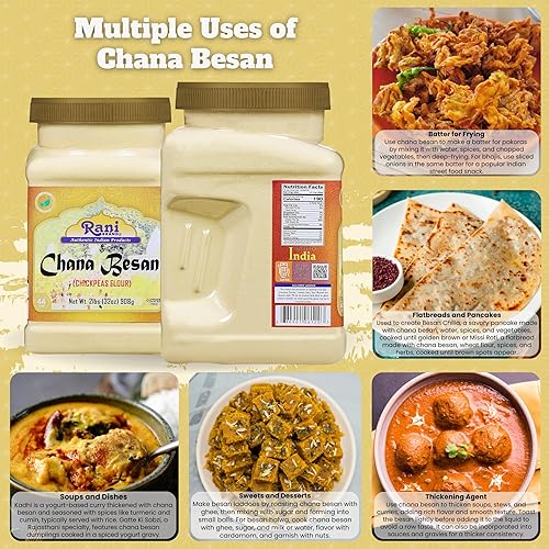 Miniatura 3 de Rani Chana Besan (harina de garbanzos, gramo) 32 oz (2 libras) Tarro de PET de 32.03oz  Todo natural  Vegano  Apto para gluten  Sin OMG  Origen indio