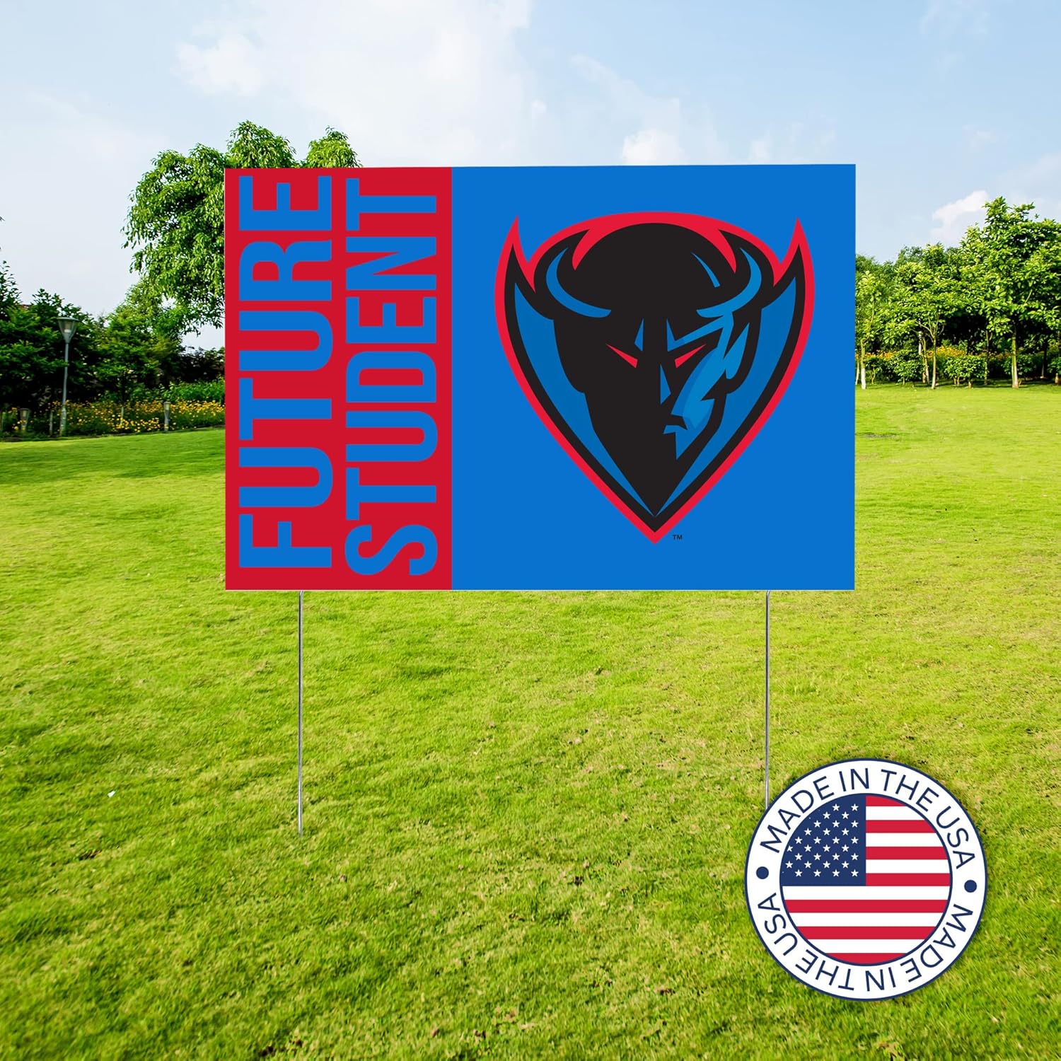 Desert Cactus DePaul University Blue Demons 12x18" Graduate Graduation Celebration Yard Sign Graduates Outdoor Lawn Display with Stakes (Grad Sign 4)