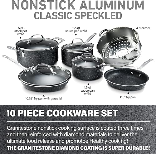 Miniatura 2 de Granitestone Juego de utensilios de cocina antiadherentes originales de 10 piezas, resistentes a los arañazos, con revestimiento de granito,