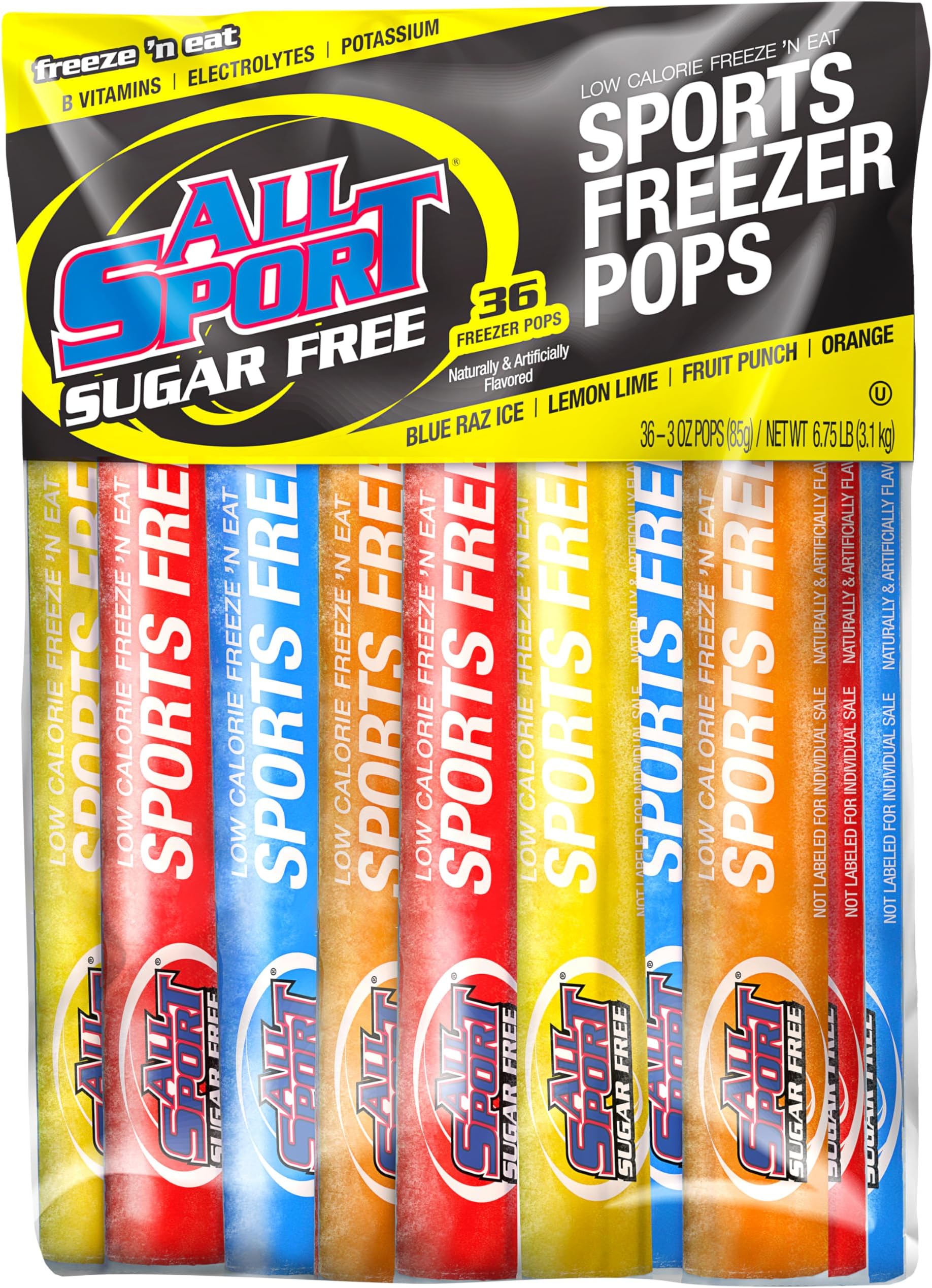 All Sport Zero All Sport Hydration Freezer Pops, 36 CT (Variety Pack (Sugar-Free)) 36 Count (Pack of 1)