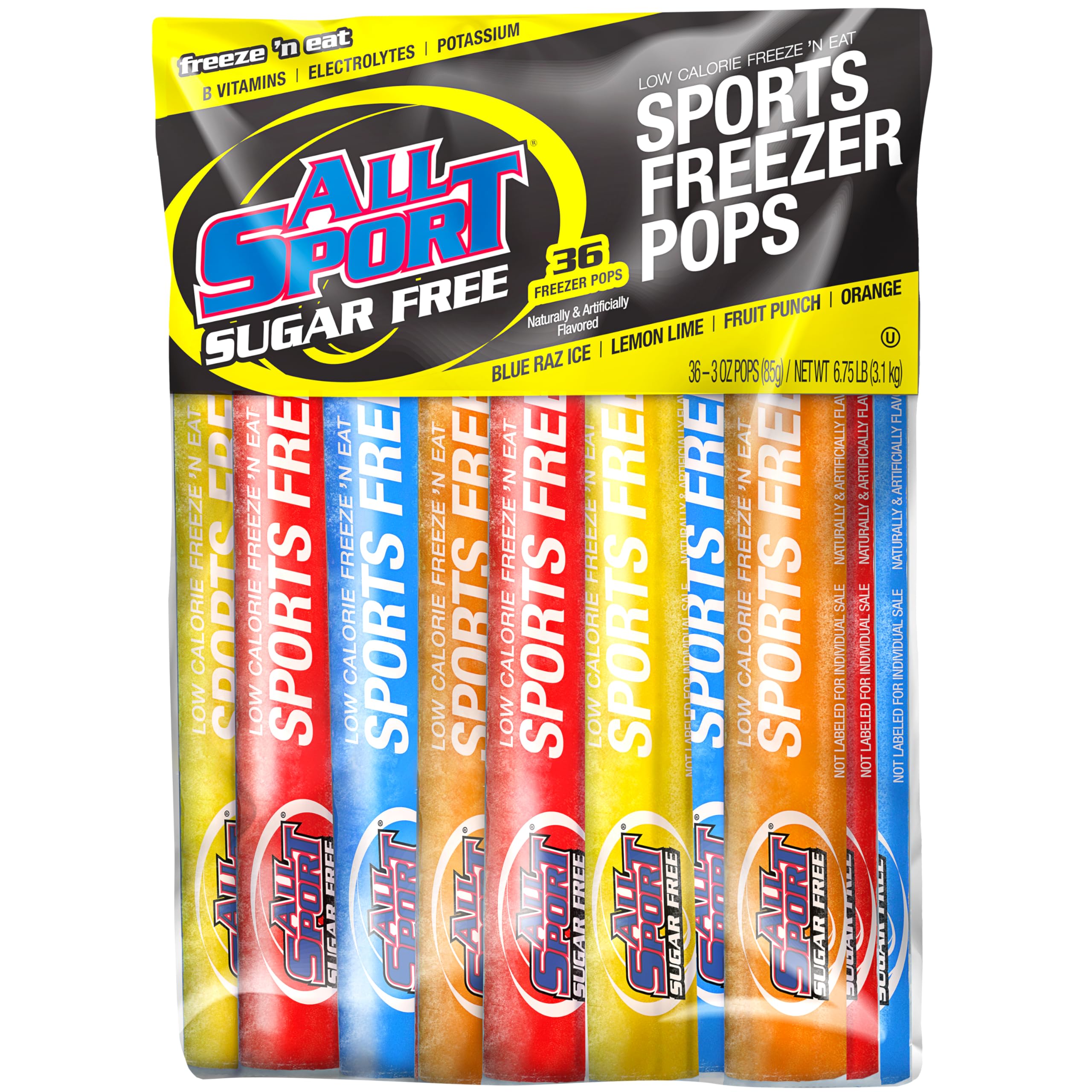 Amazon.com: All Sport Zero All Sport Hydration Freezer Pops, 36 CT (Variety  Pack (Sugar-Free)) 36 Count (Pack of 1) : Grocery & Gourmet Food
