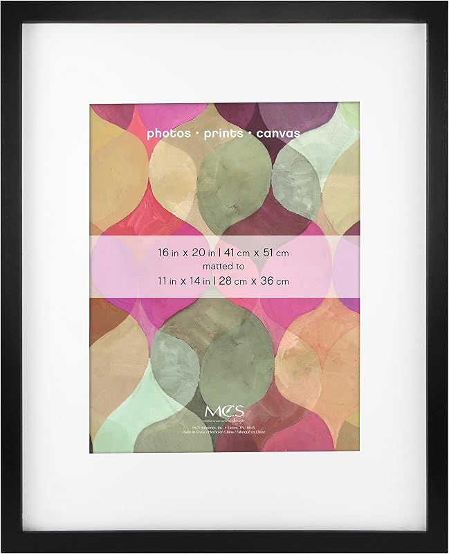 MCS 16x20 Inch Art Frame with 11x14 Inch Mat Opening, Black (47565)