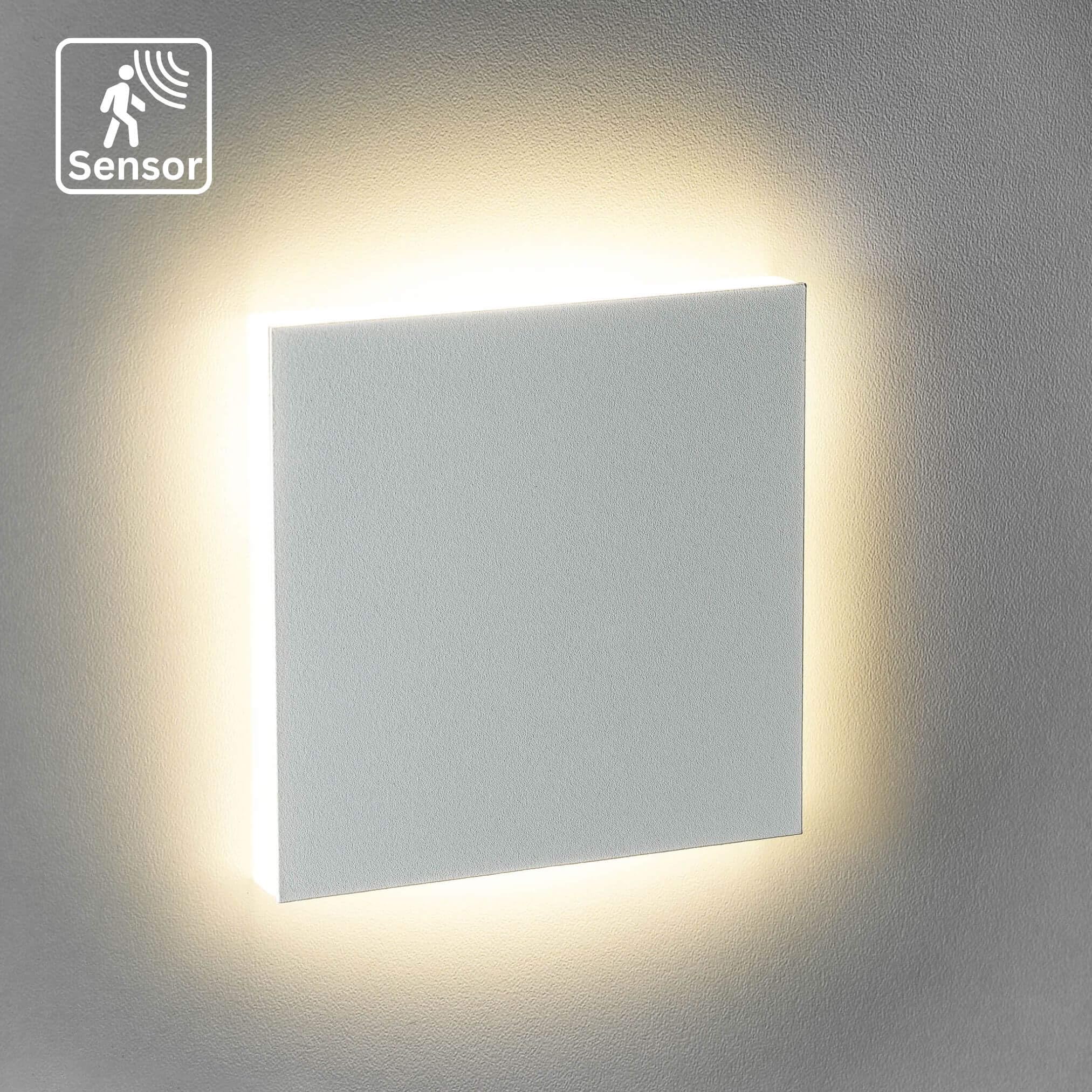 lambado® LED Treppenbeleuchtung mit Bewegungsmelder in weiss eckig - Stufenbeleuchtung mit 1,5W 230V für Ambiente & Sicherheit im Dunkeln