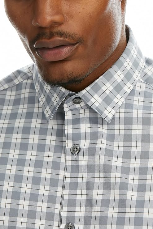 Perry Ellis Men's Perry Ellis Portfolio Men's Long Sleeve Slim Fit Performance Dress Shirt