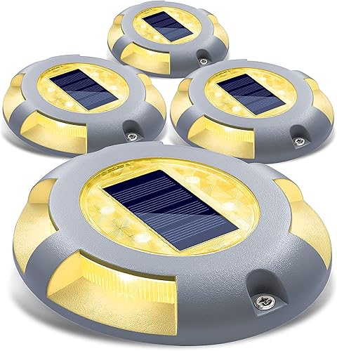 Miniatura 15 de SIEDiNLAR Luces Solares para Terraza Entrada Camino de Acceso Luz LED Solar Exterior Impermeable Marcadores de Carretera para Escalón Acera Escalera