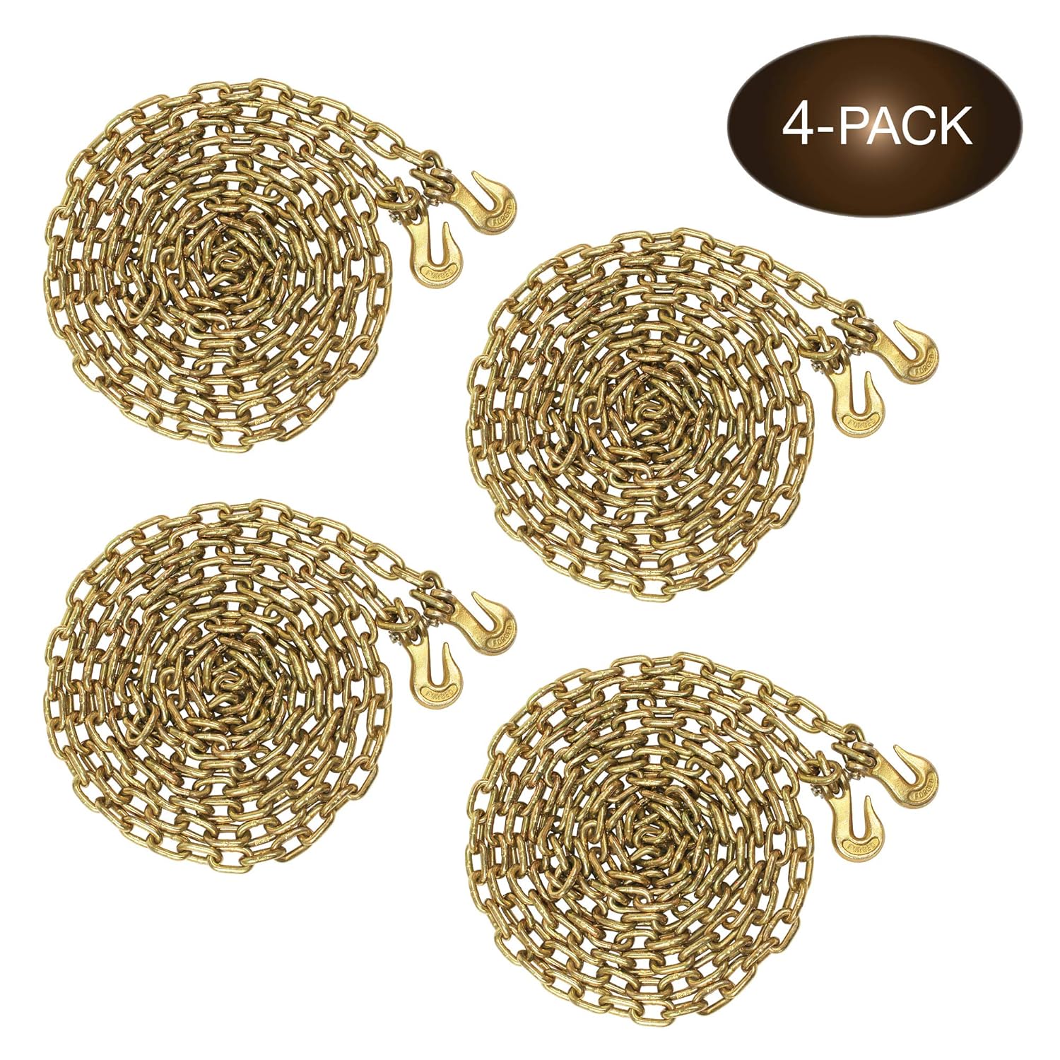 DC Cargo Mall 4-Pack Grade 70 G70 Transport Chain for Cargo Tie-Down, 5/16" X 20'  WLL 4,700 lbs