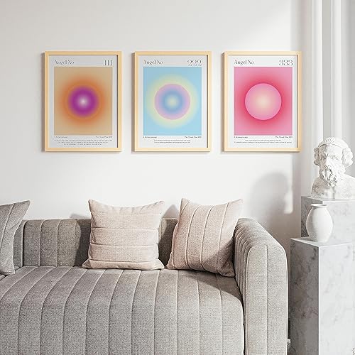 Miniatura 6 de EXCOOL CLUB Póster de número de ángel, póster estético de aura de 12 x 16 pulgadas, póster espiritual, impresión de números de ángel degradado, arte