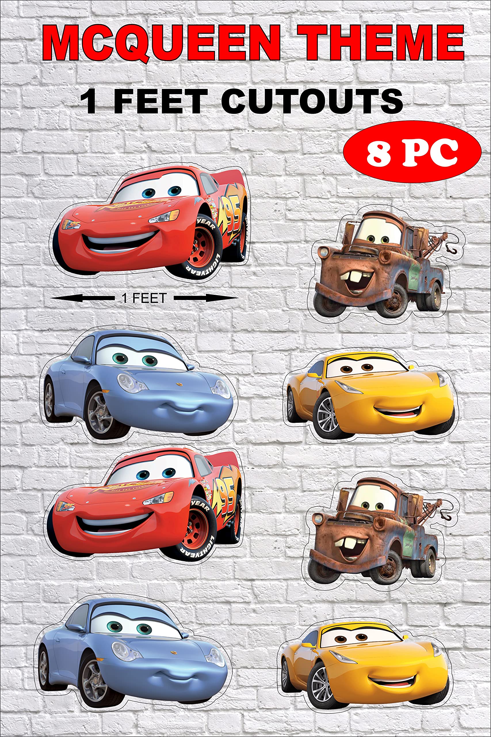Super Pack Personalized McQueen Car Theme Supplies Cutouts 1 Feet (Pack of 8) (B096QMQWSG) Amazon Price History, Amazon Price Tracker