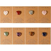 24 Pocket Hug Token Gift Sets with Heart-Shaped Natural Stones and Mini Greeting Cards, Bulk Appreciation Gifts for Coworkers, Employees, Friends and Family, Relationship &amp; Long Distance Support, Multicolored