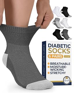 Pembrook® Ankle Diabetic Socks for Women & Men, Non Binding Socks - 6 Pairs
