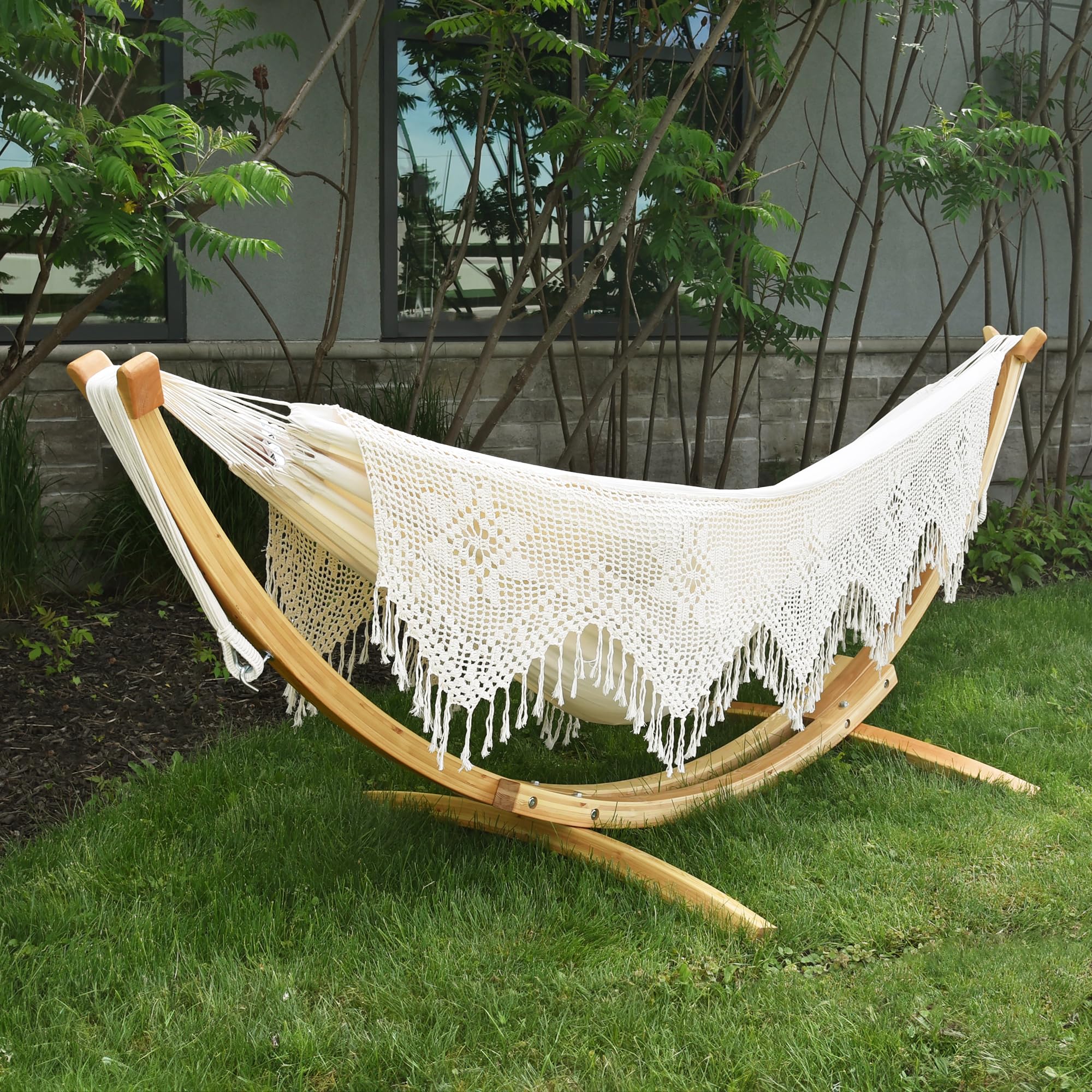 Vivere Support de hamac en pin massif - Bois naturel - Longueur : 3 m - Capacité : 204 kg