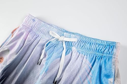 Miniatura 3 de Ok54me - Pantalones cortos de malla para hombre, con estampado gráfico, entrepierna de 5 pulgadas, cómodos pantalones cortos deportivos con cordón