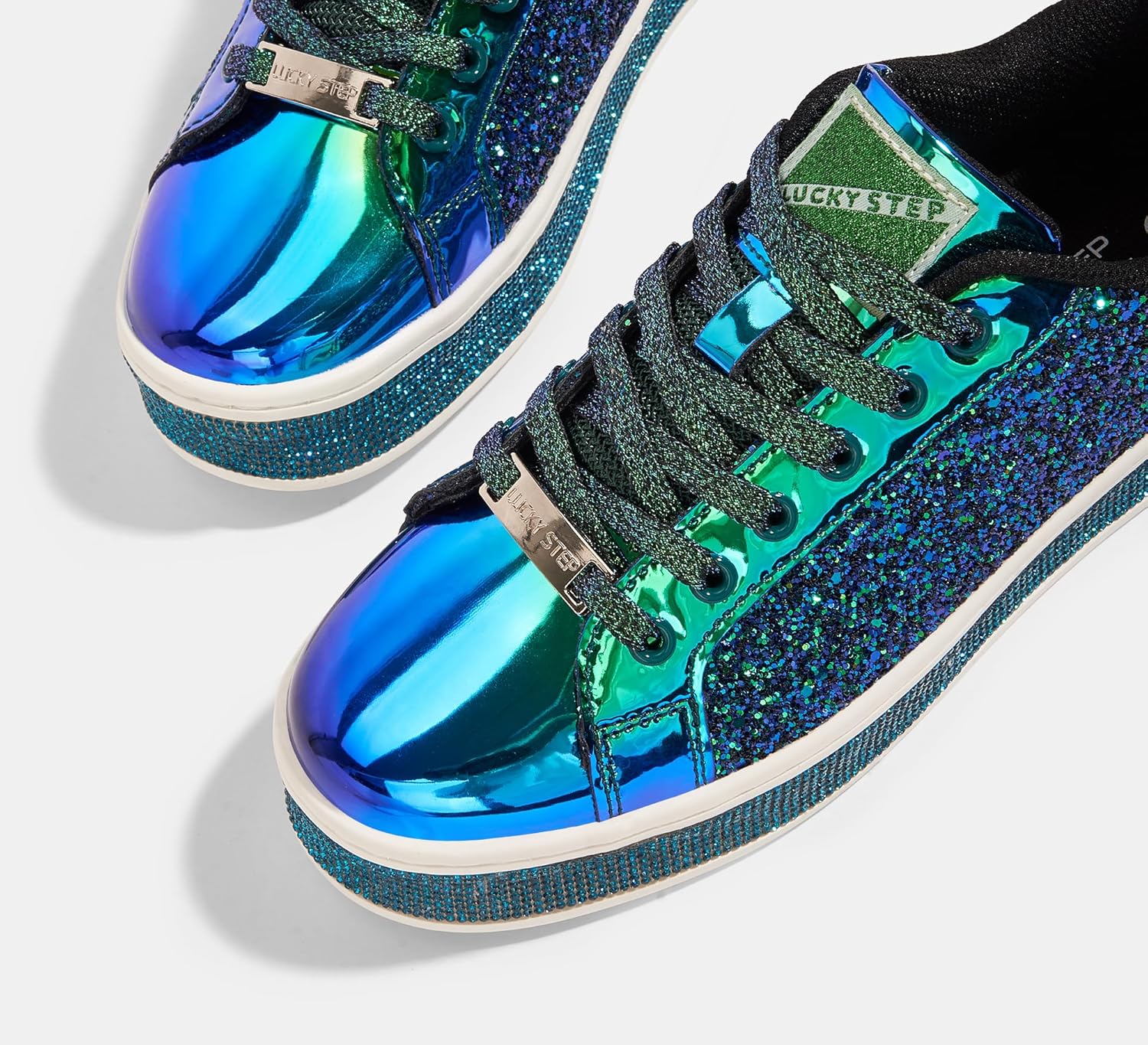 LUCKY STEP Women's Platform Glitter Sneakers | Sparkly Bling Shiny Dressy Bedazzled Wedding Bridal Fashion Walking Shoes - Image 6