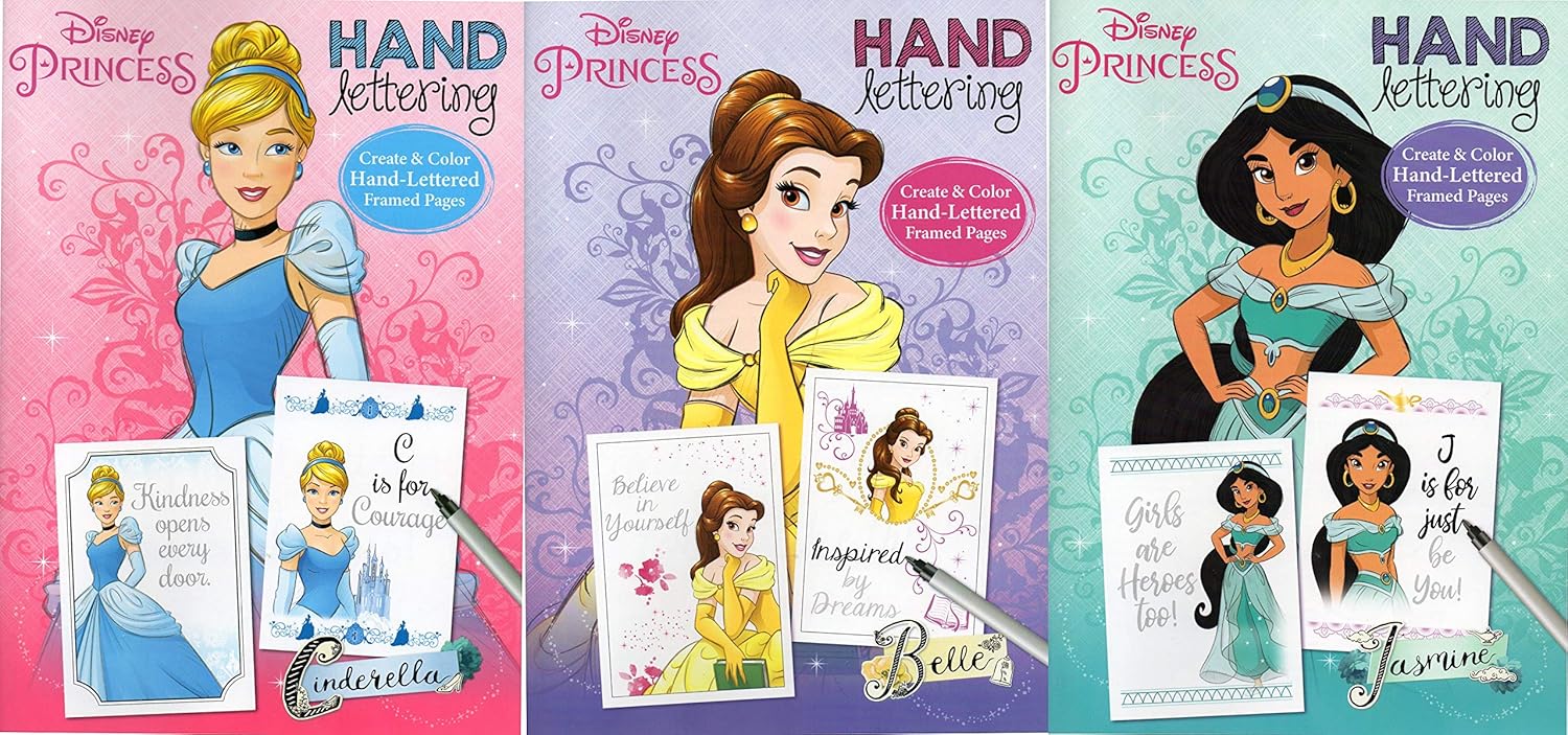 Amazon ディズニープリンセス 手書き文字 塗り絵 アクティビティブック 3冊セット お絵かき ねんど シール おもちゃ