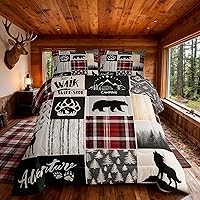 Vista 87 de Juego de edredón Deer Bear para niños tamaño completo, juego de ropa de cama rústica de aventura de caza para decoración de habitación de niños