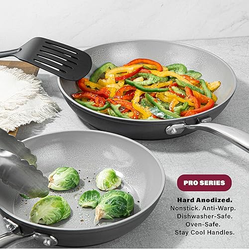 Miniatura 6 de Granitestone Pro - Juego de 13 ollas y sartenes antiadherentes de cerámica con 5 utensilios, exterior anodizado duro de calidad prémium con