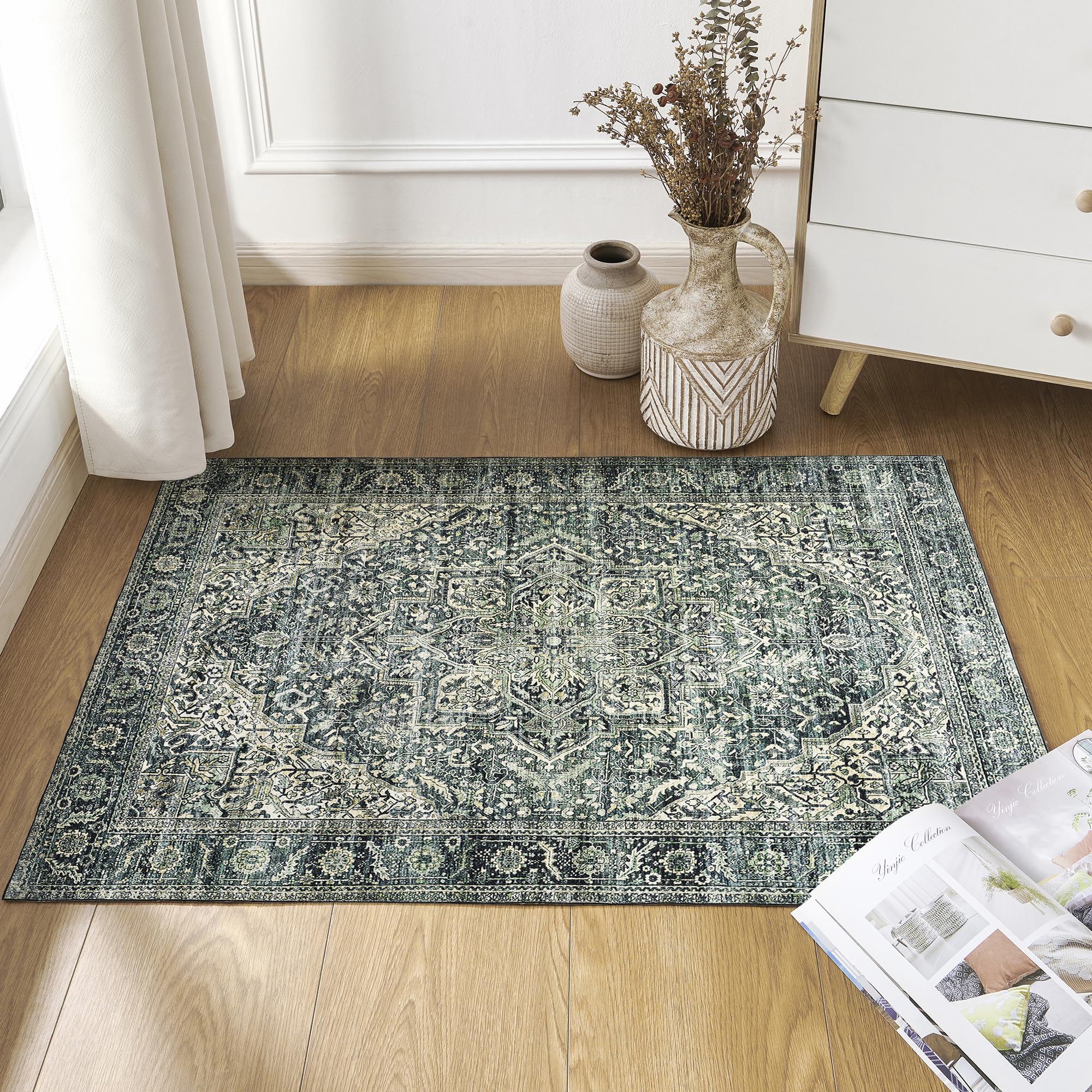 Amazon.com: BILEEHOME Dark Emerald Green 2x3 Rug for Living Room