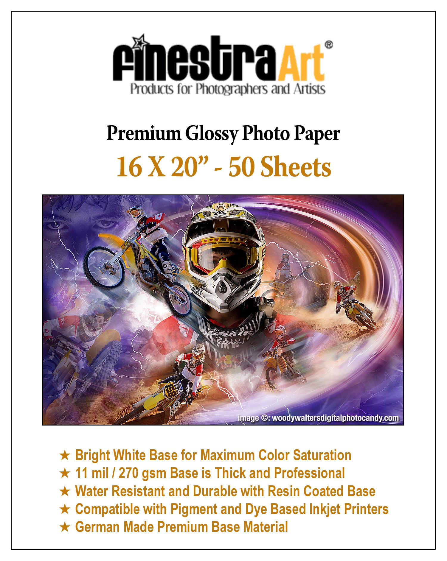 16" X 20" Premium Glossy Inkjet Photo Paper - 50 Sheets