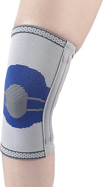 Champion Elastic Knee Support Compression Sleeve, with Flexible Stays, Gray (Side Stays), X-Large