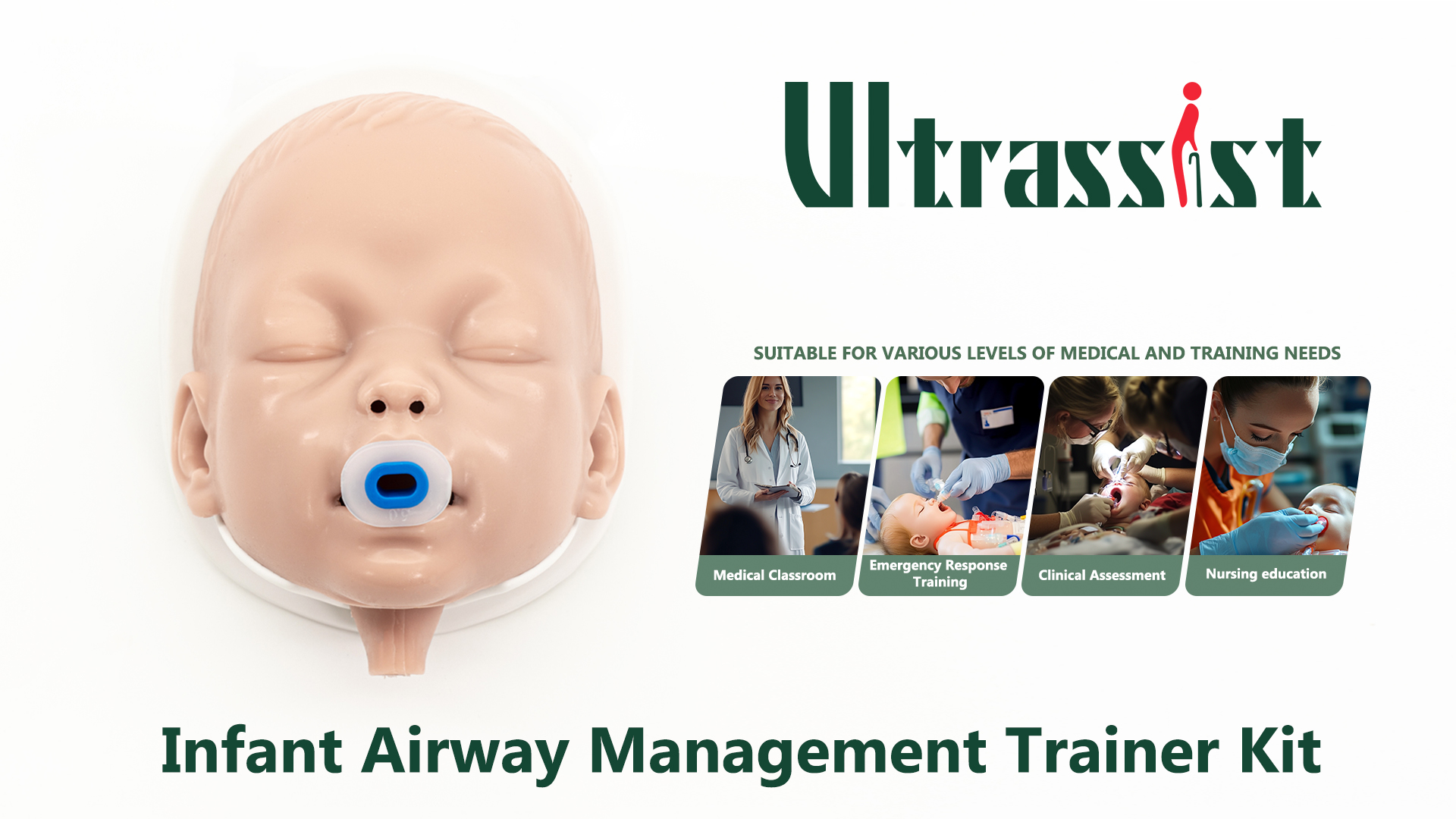 Image of Ultrassist Child Airway Management Trainer with Base, Infant Intubation Manikin Head, Neonatal Airway Management Simulator for EMS Training