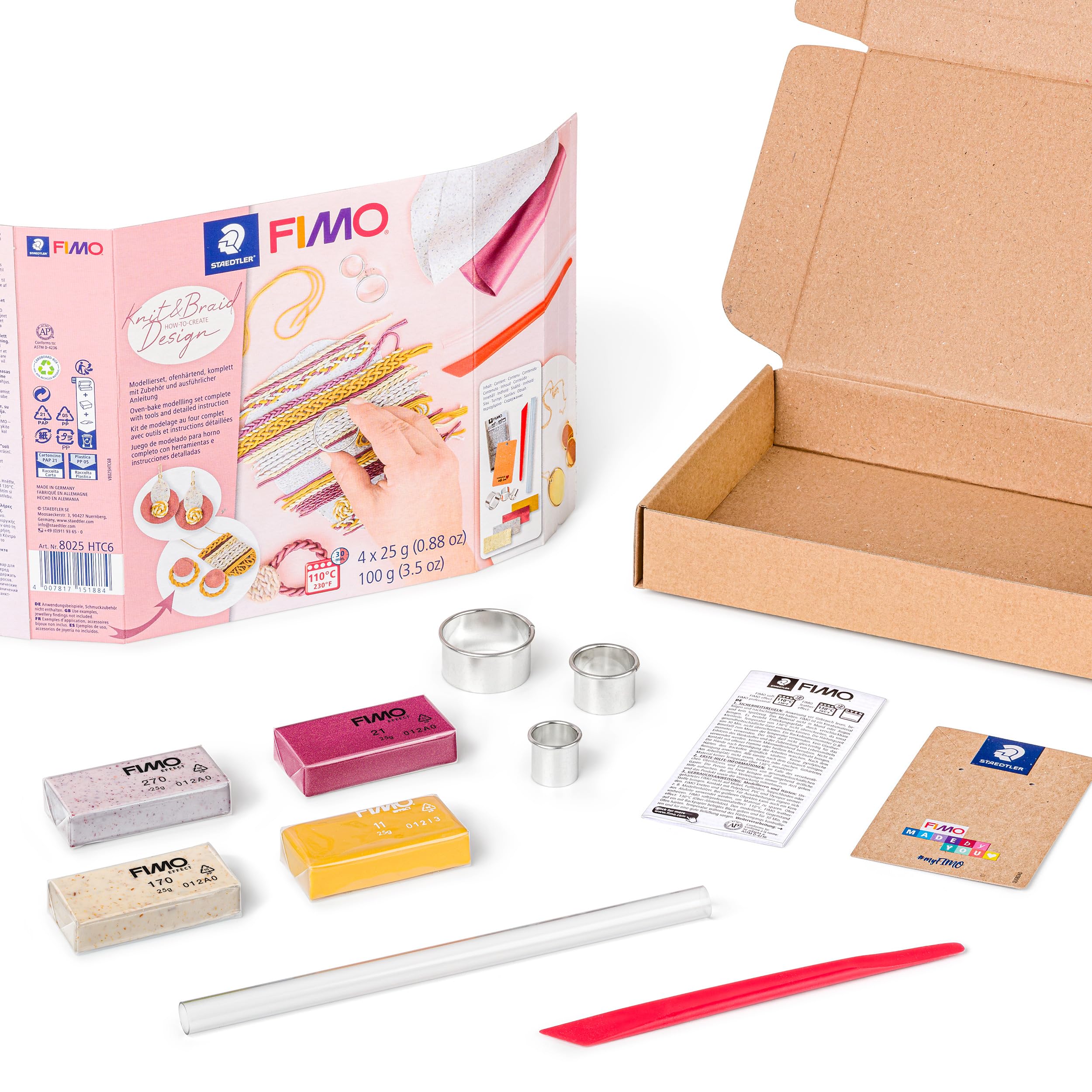 STAEDTLER 8025 HTC6 FIMO Oven-Hardening Polymer Modelling Clay - How-to-Create-Set, Knit & Braid Design (Pack of 9 Pieces) - Image 4