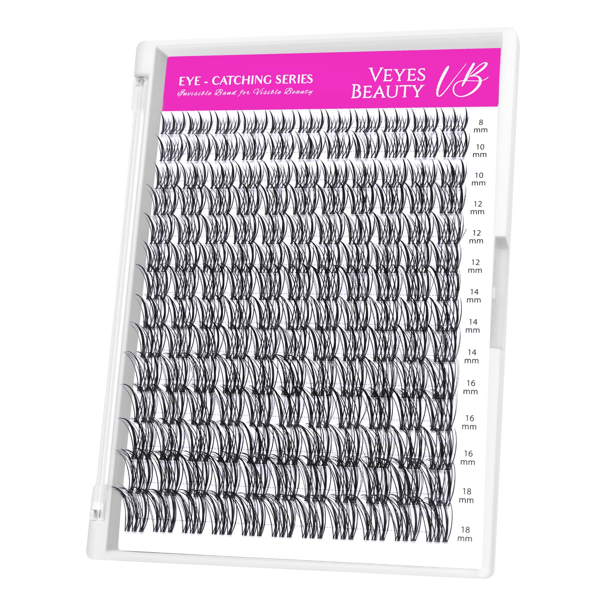 VEYESBEAUTY Lash Clusters Individual Eyelash Extensions Thin Invisible Band DIY False Eyelashes for Self-application Eye-Catching Series Wispy Lash