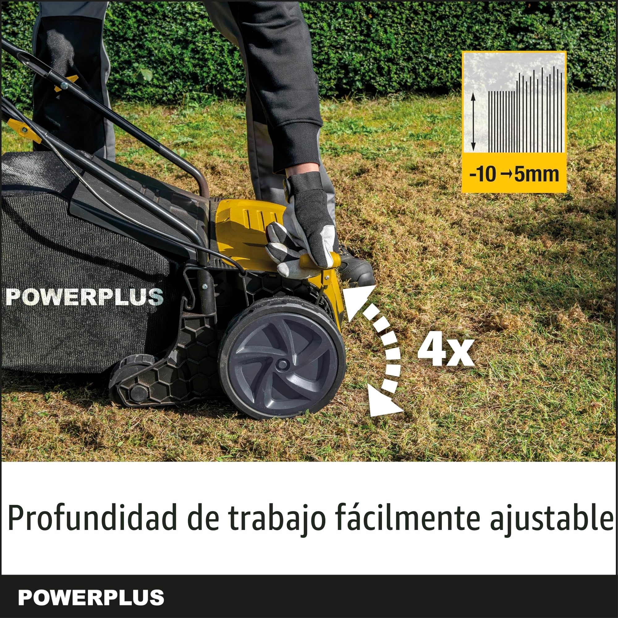 Powerplus Escarificador Eléctrico POWXG75130 - Escarificadores Eléctricos para Césped de 1300W con Ancho de Corte de 320mm - Aireador de Césped para Jardín