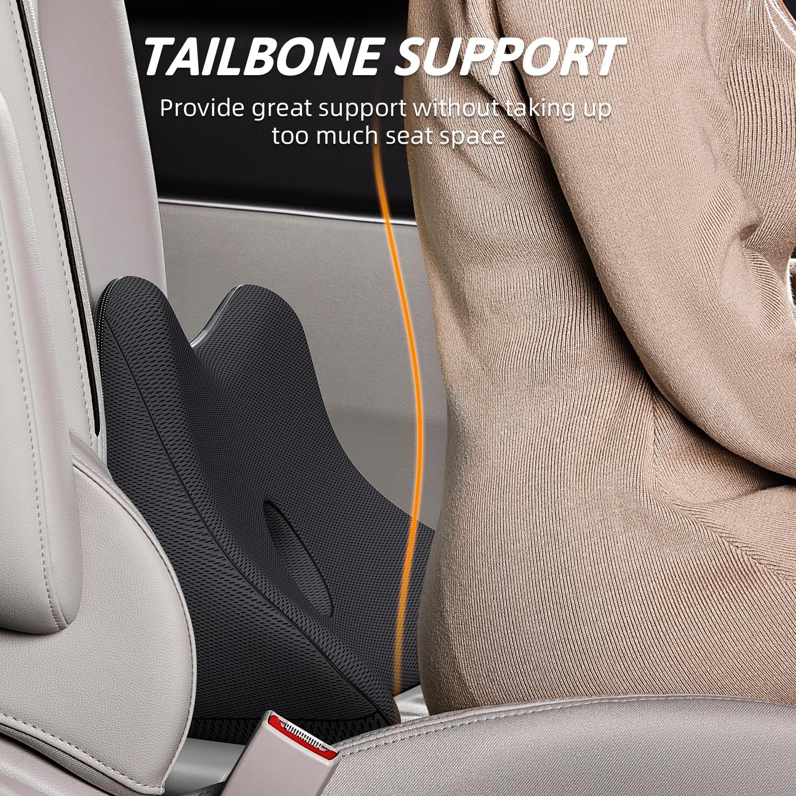 Benazcap Lumbar Support Pillow for Car Lower Back Support Pillow for Sciatica Back Pain Relief 2 in 1 — view 3