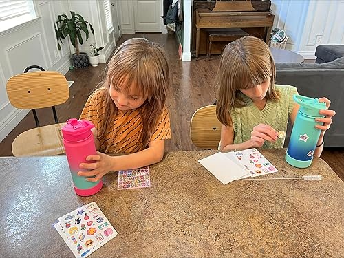 Miniatura 5 de Mininoo Botella de agua para niños, botella de agua de acero inoxidable de 16 onzas con aislamiento y tapa con popote, a prueba de fugas