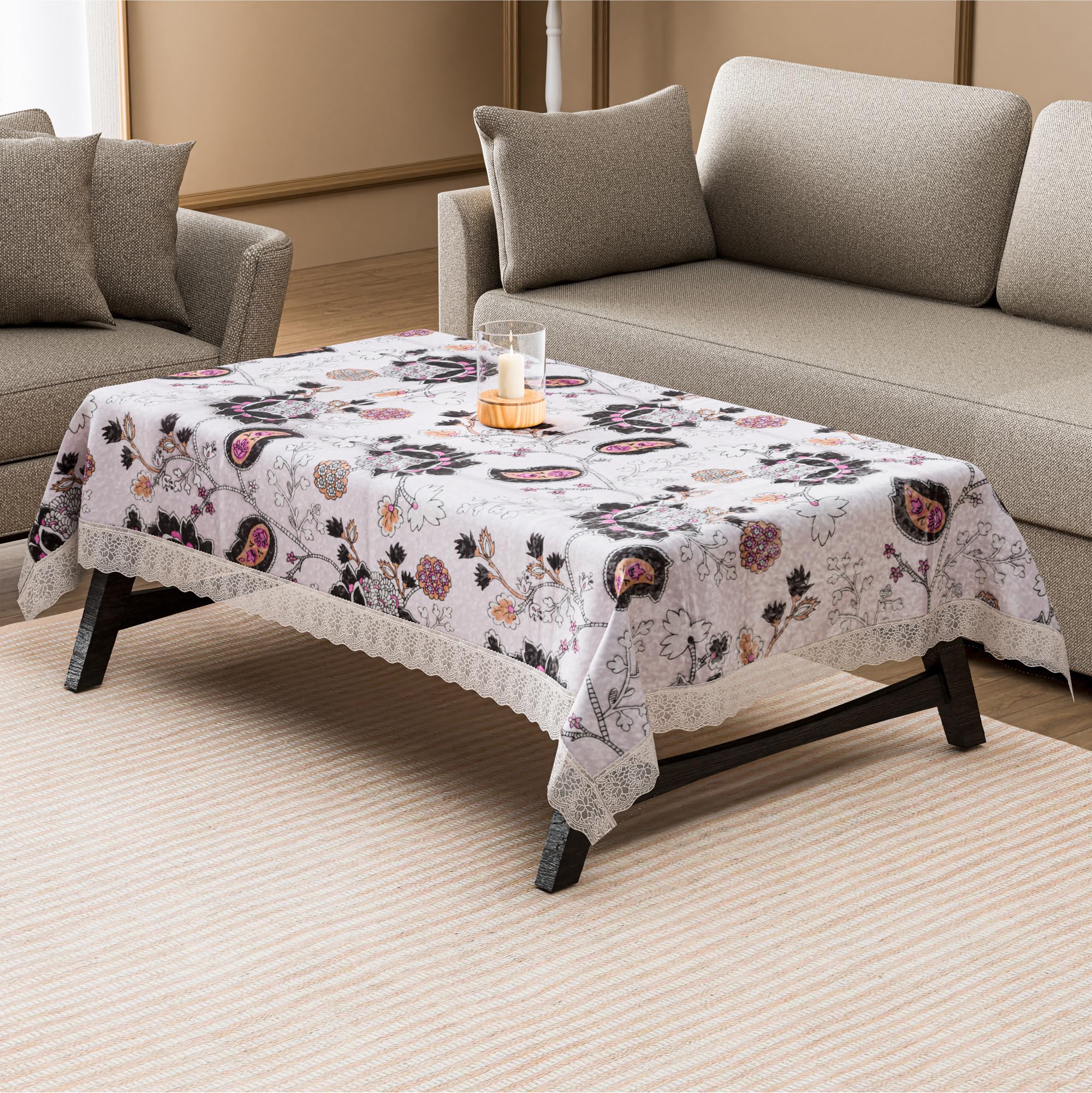 Kuber Industries 40x60 Inch PVC Table Cloth 4 Seater | Multipurpose Dining Table Cover/Protector Sheet for Home, Party and Events | 3D Gulab Print - Black