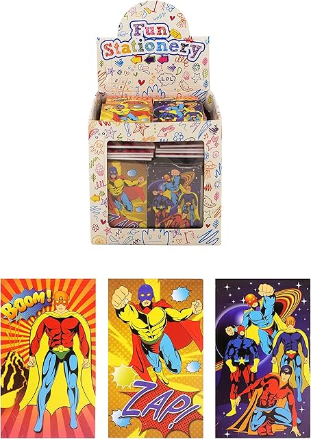 HENBRANDT 20x Mini Superhero Notebooks Kids Childrens Stationery for Girls and Boys Birthday Party Home School Classroom Prize Loot Bag Filler Party Favour