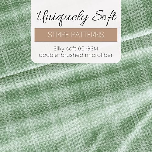 Miniatura 7 de ienjoy Home Simply Soft - Juego de sábanas de 4 piezas con patrón de paja, California King, Forrest (SS-4PC-THAT-CK-FO)