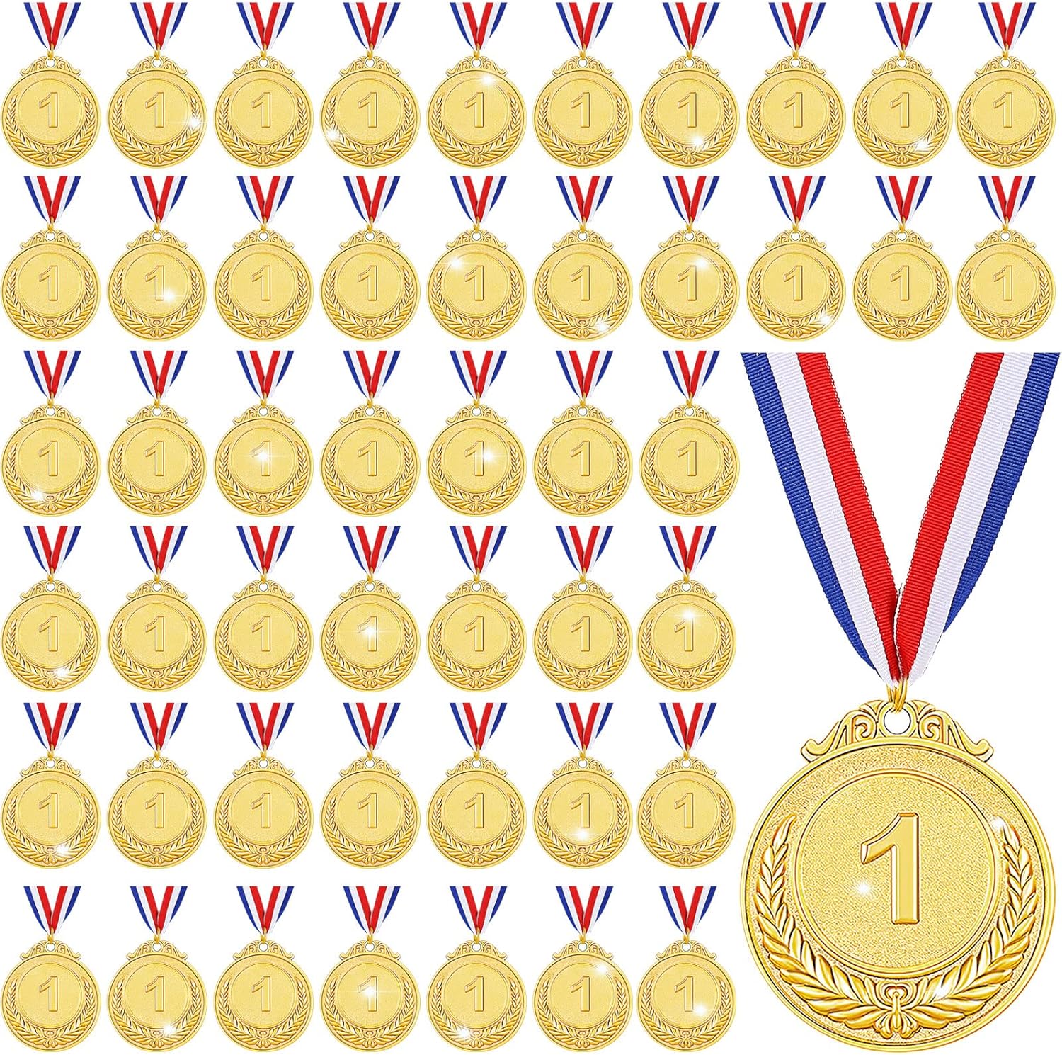 Yinkin Gold Award Medals, 1st Place Medals for Awards for Kids Winner with Ribbon First Place for Basketball Soccer Sports Competitions Party Spelling Bees Gymnastics Soccer Team Running