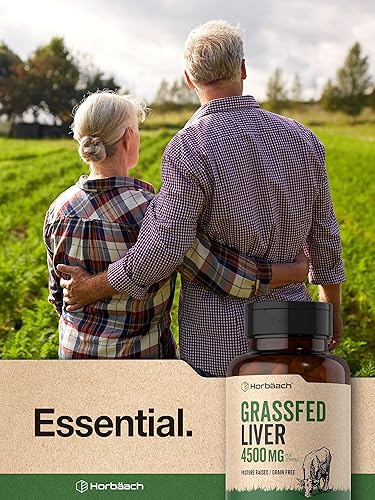 Miniatura 6 de Horbäach Hígado de res alimentado con pasto  4500 mg  90 cápsulas  Desecado, criado en pasto, sin granos, suplemento sin OMG